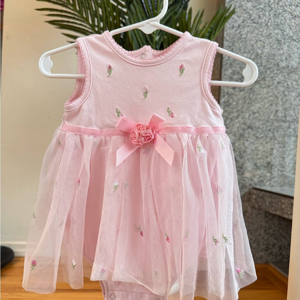 Little Me Pink Floral Tulle Dress